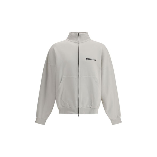 Balenciaga White Cotton Sweatshirt with logo, worn effect, and patch pockets.