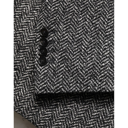 Dolce & Gabbana Black White Double Breasted Men Suit Blazer