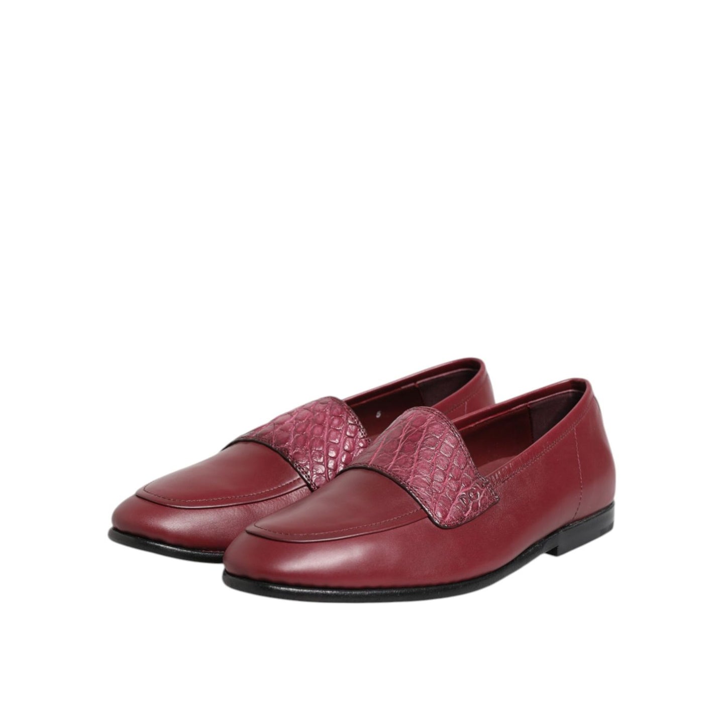 Dolce & Gabbana Burgundy Leather Formal Slip On Shoes