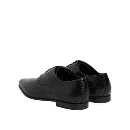 Dolce & Gabbana Black Exotic Leather Lace Up Derby Shoes
