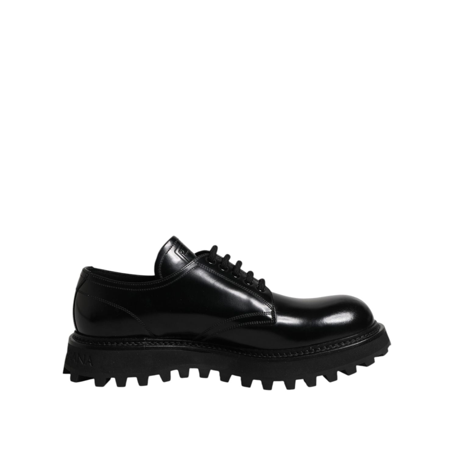 Dolce & Gabbana Black Leather Lace Up Trekking Dress Shoes