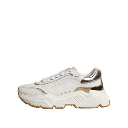 Dolce & Gabbana White Gold Daymaster Low Top Sneakers Shoes