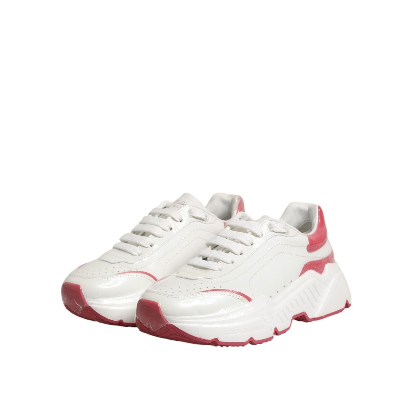 Dolce & Gabbana White Pink Daymaster Low Top Sneakers Shoes