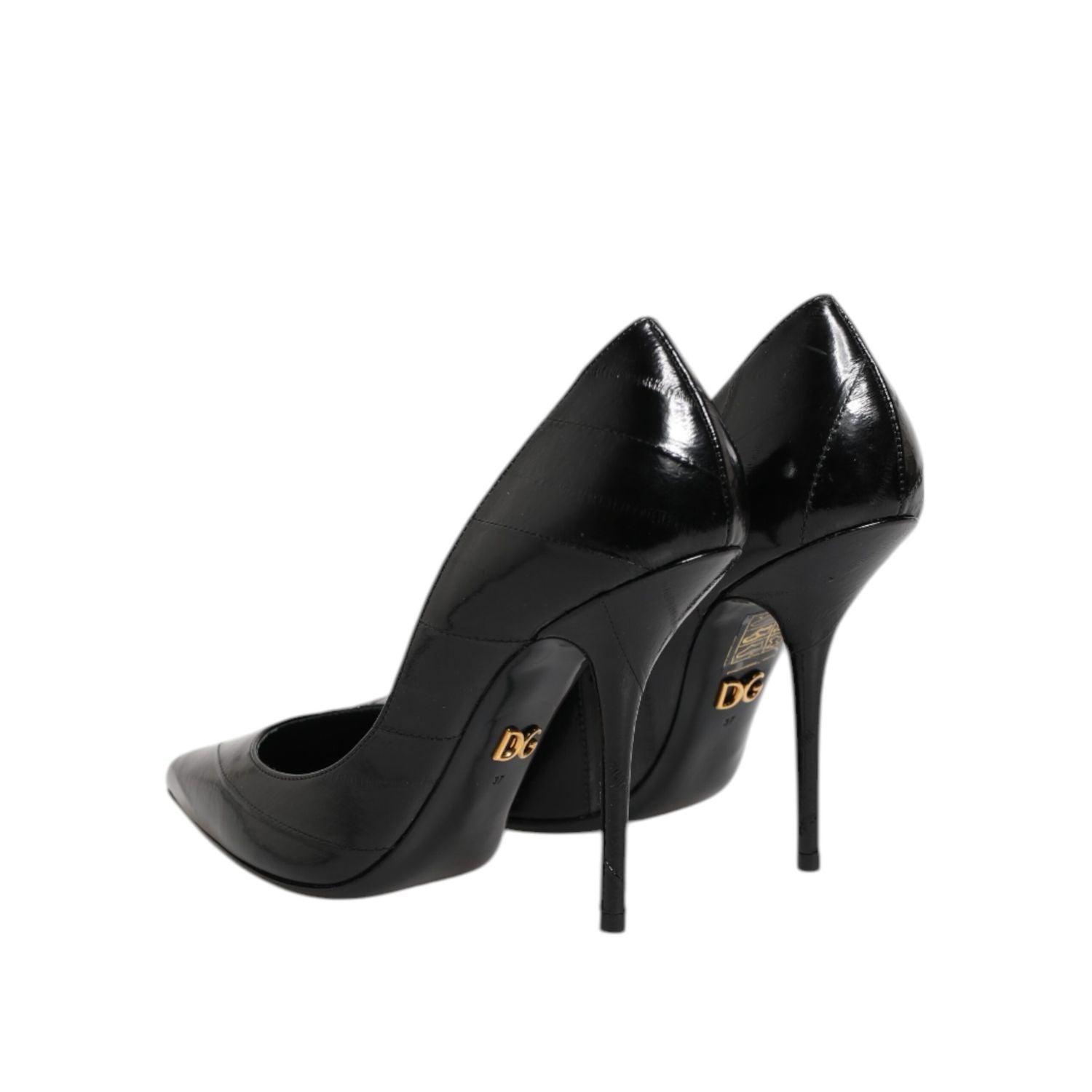 Dolce & Gabbana Black Leather Stiletto High Heels Pumps Shoes