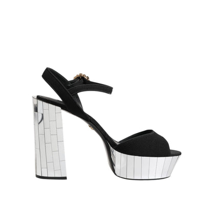 Dolce & Gabbana Black Crystal Ankle Strap Keira Sandal Shoes