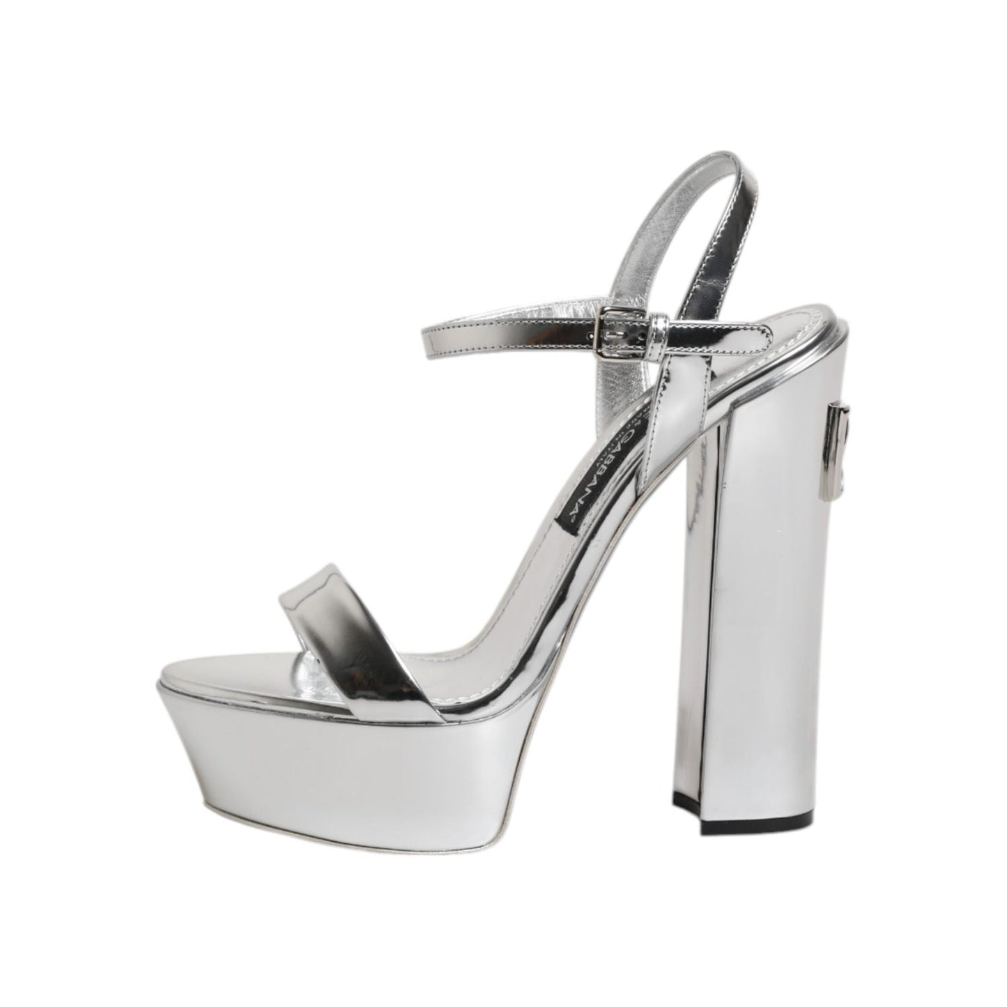 Dolce & Gabbana Silver Leather Platform Keira Sandals Shoes