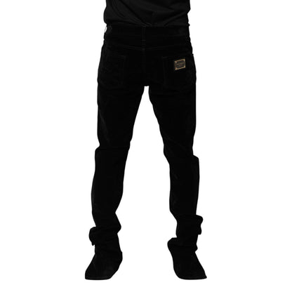 Dolce & Gabbana Black Cotton Men Dress Formal Trouser Pants