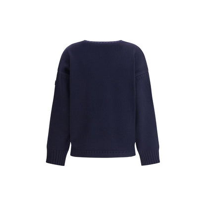 Back view of Chloé Blue Wool Sweatshirt showcasing ribbed cuffs and hem.