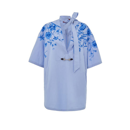Gucci Blue Cotton Pattern Shirt