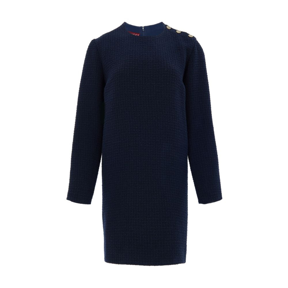 Gucci Navy Blue Wool Short Dress