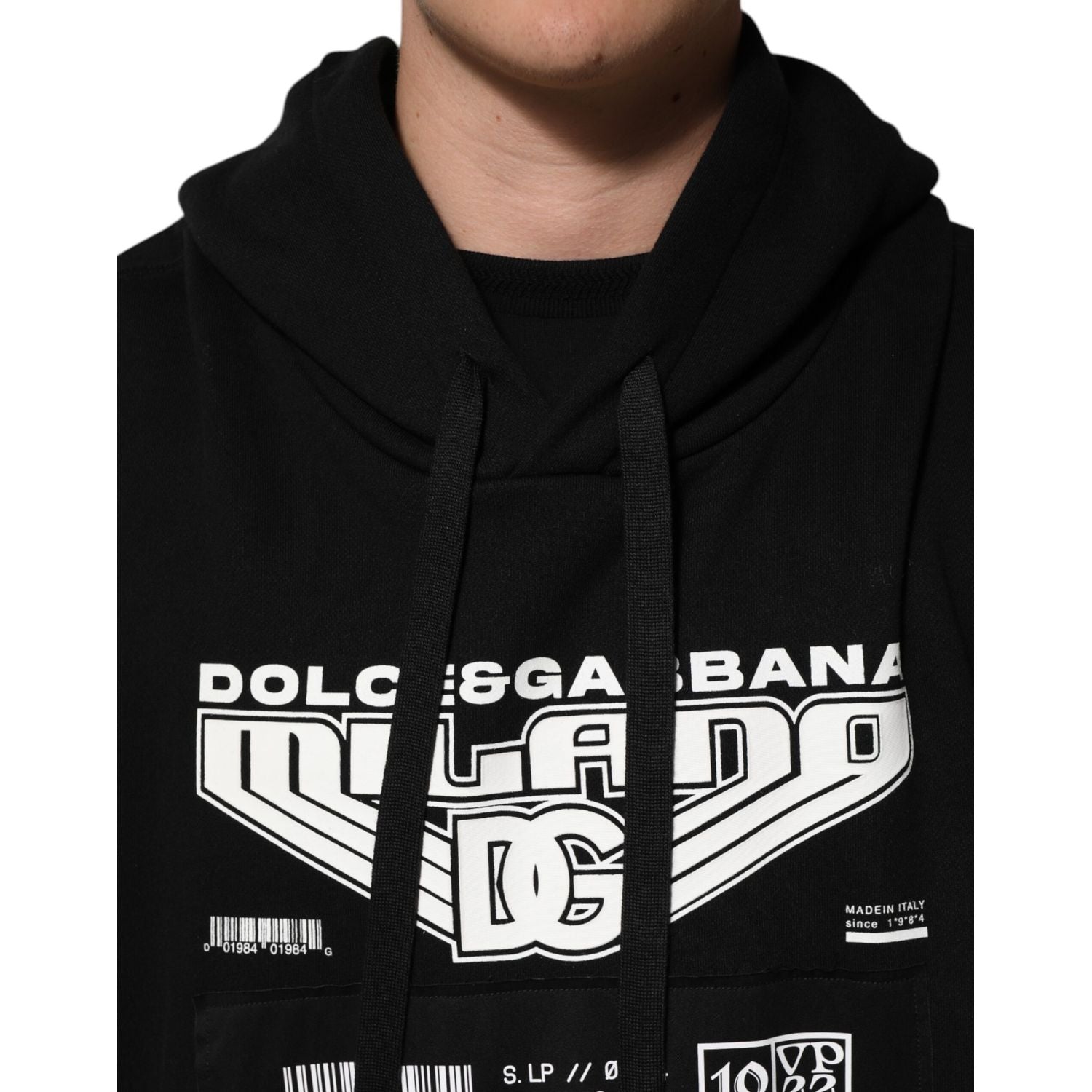 Dolce & Gabbana Black Cotton DG Milano Logo Print Hoodie Sweater