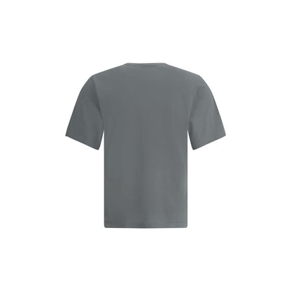 Back view of Saint Laurent Green Cotton T-Shirt with minimalist design and ribbed crew neck.
