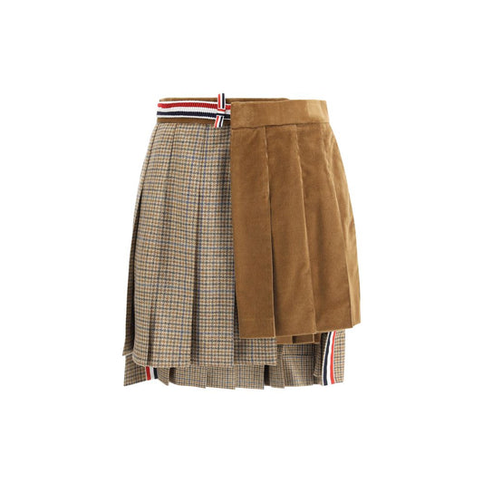 Thom Browne Brown Wool Mini Skirt
