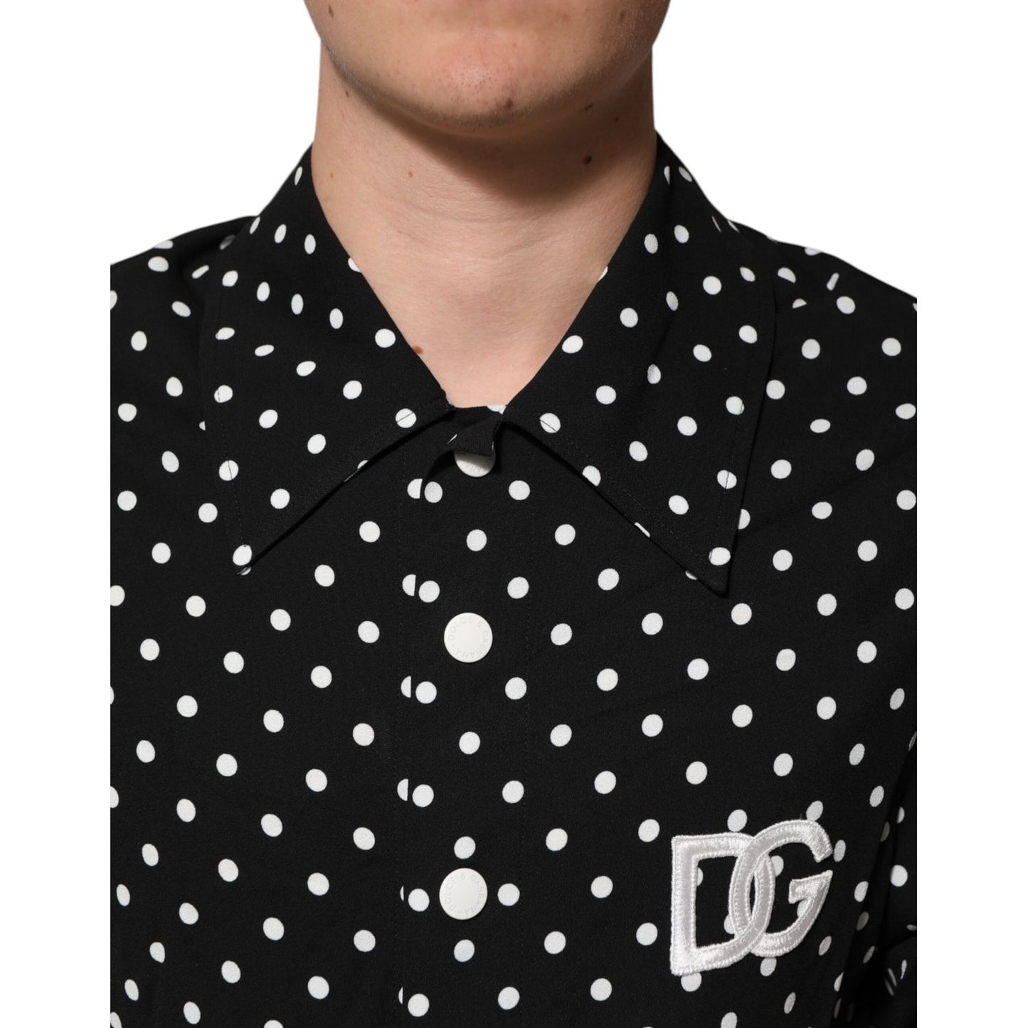 Dolce & Gabbana Black Polka Dot Short Sleeves Collared Polo T-shirt