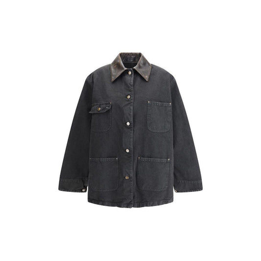 Prada Denim Jacket with leather collar PR-29L181SOOO157NF0002-IT36 | XS