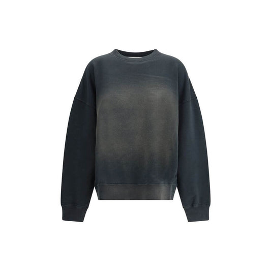 Golden Goose Black Cotton Sweatshirt with washed-out vintage design, ribbed crew neck and cuffs, featuring iconic embroidered monogram for AW25.