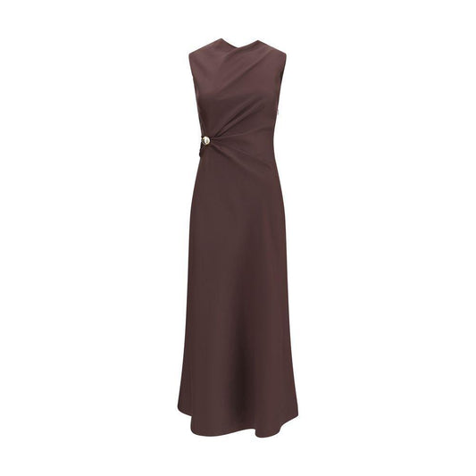 Loulou De Saison Silk midi Dress LO-ROANBROWN-S