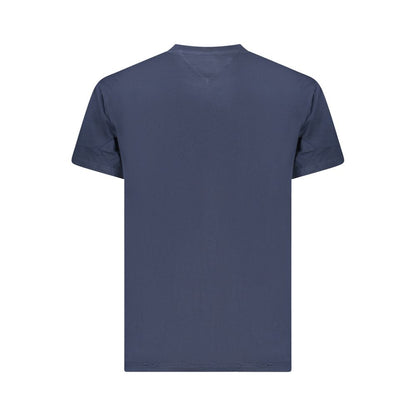 Tommy Hilfiger Blue Cotton Men T-Shirt, sustainable crew neck, back view