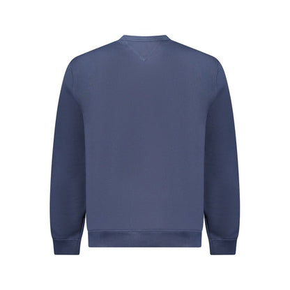 Back view of Tommy Hilfiger Blue Cotton Men Sweater featuring crew neck design ideal for casual wear.