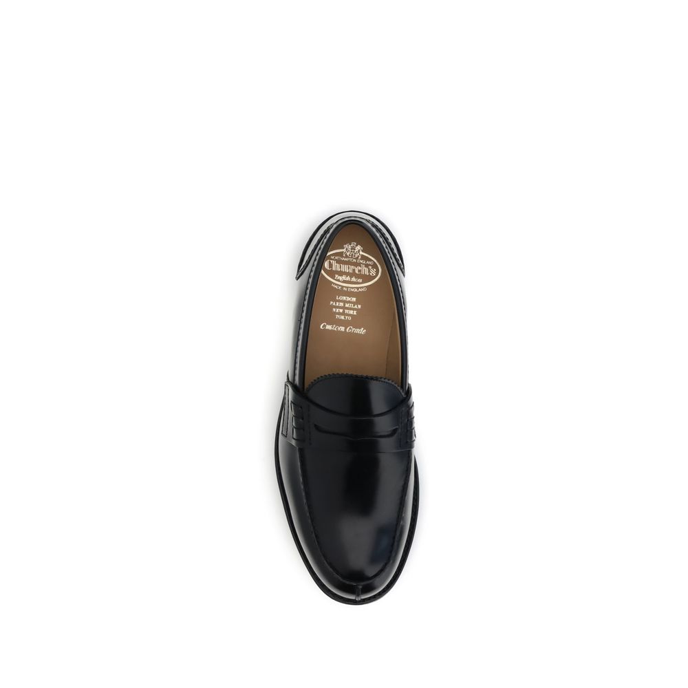 Top view of Church's Black Calf Leather Bos Taurus Slip-On Loafers showcasing premium craftsmanship and comfort.