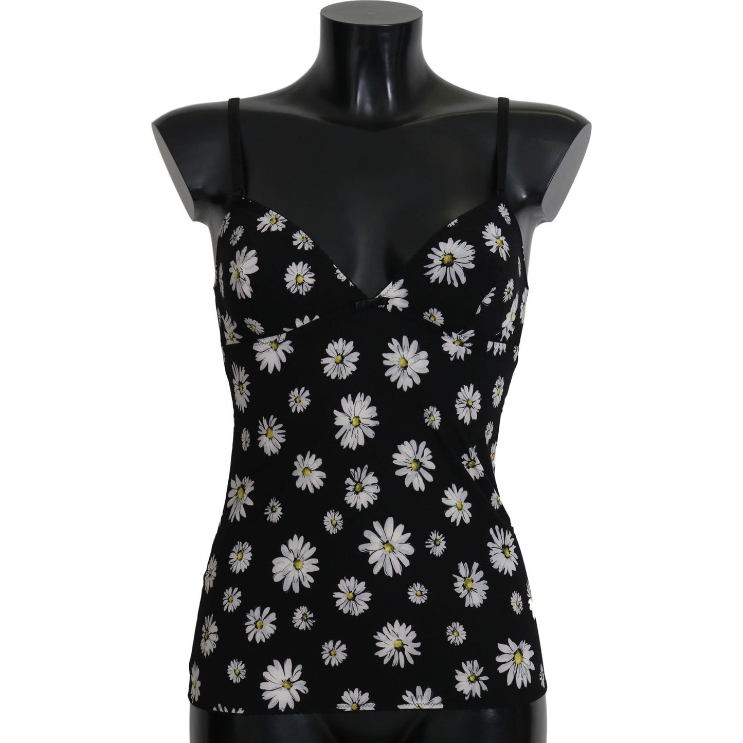 Dolce & Gabbana Black Daisy Print Dress Lingerie Chemisole