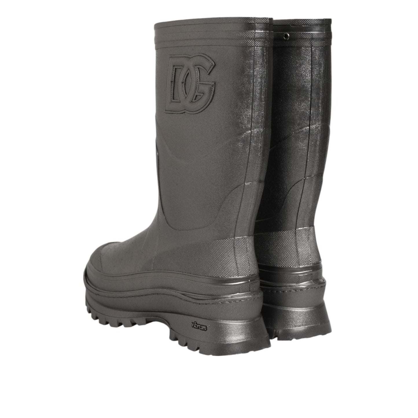 Dolce & Gabbana Black Argento Pull On Rain Boots Shoes