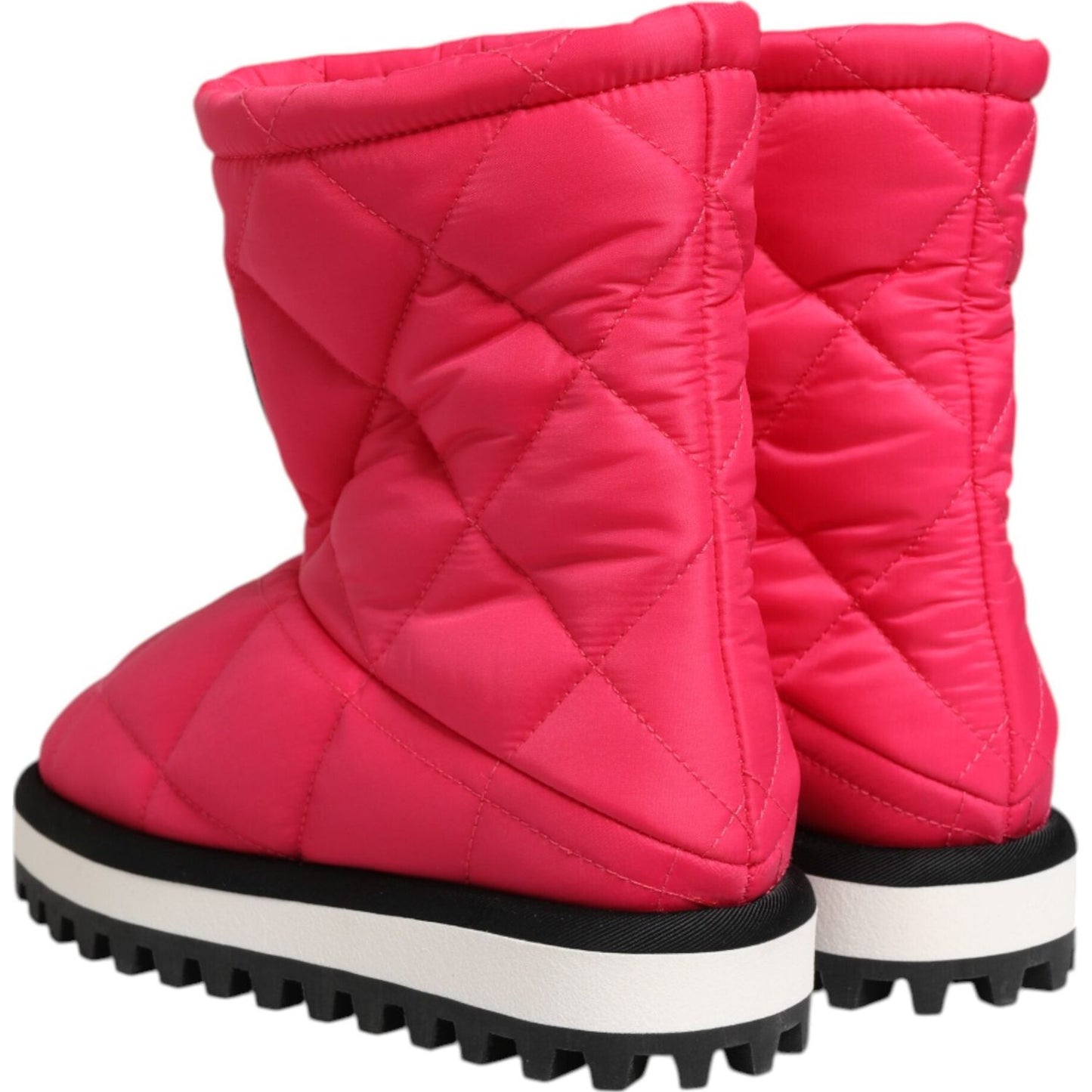 Dolce & Gabbana Pink White Viscose Padded Mid Calf Boots Shoes