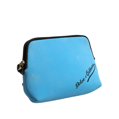 Dolce & Gabbana Blue Nylon DG Logo Print Clutch Zip Pouch Bag