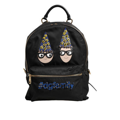 Dolce & Gabbana Black Nylon #DGFAMILY VULCANO Embellished Backpack Bag