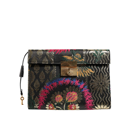 Dolce & Gabbana Multicolor Jacquard Floral Document Briefcase Bag