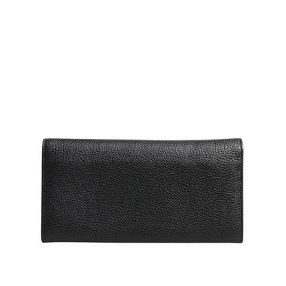 Dolce & Gabbana Black Leather Logo Plaque Card Holder Trifold Wallet