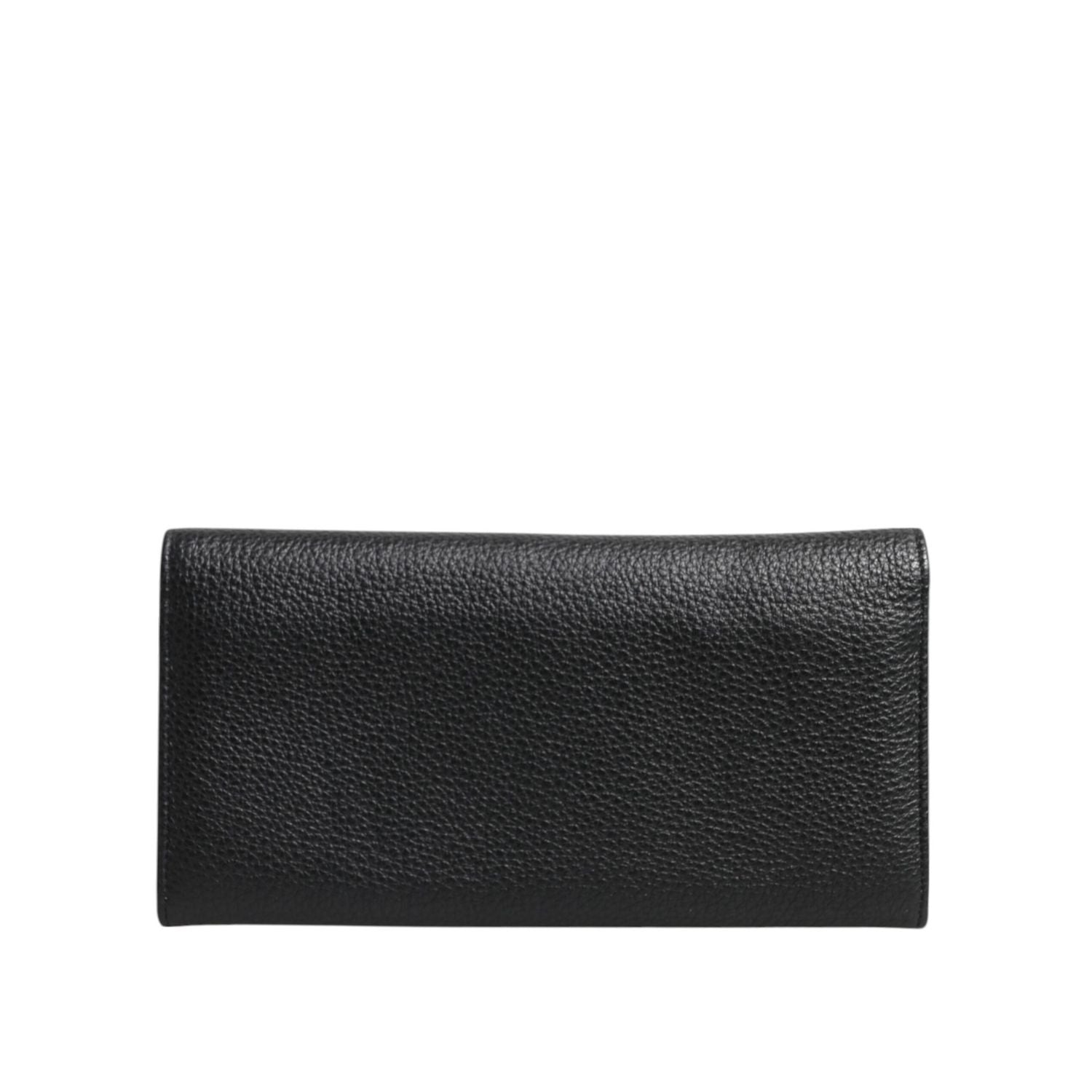 Dolce & Gabbana Black Leather Logo Plaque Trifold Card Holder Wallet