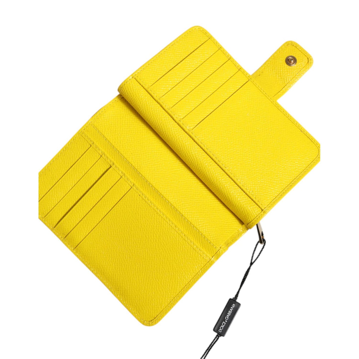Dolce & Gabbana Yellow Leather Bifold Continental Clutch Wallet