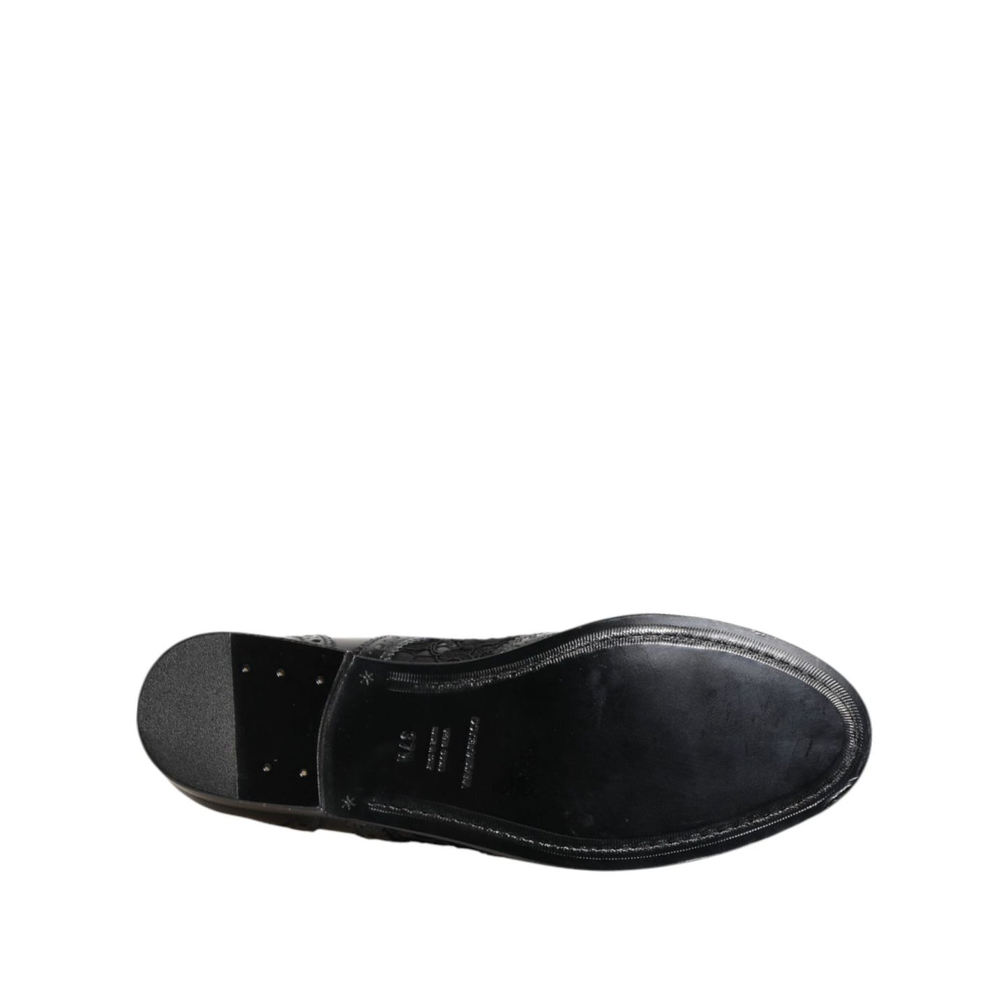 Dolce & Gabbana Black Leather Floral Lace Dress Formal Shoes