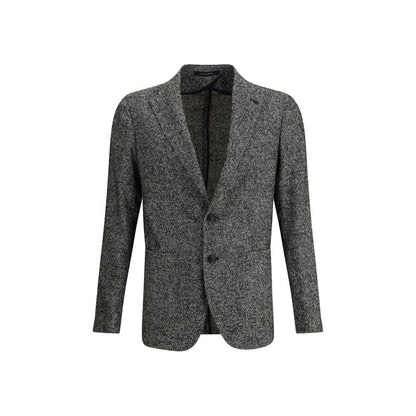 Elegant Tagliatore Gray Wool Blazer with classic lapel and button closure, ideal for a polished formal look, made in Italy for the AW25 season.