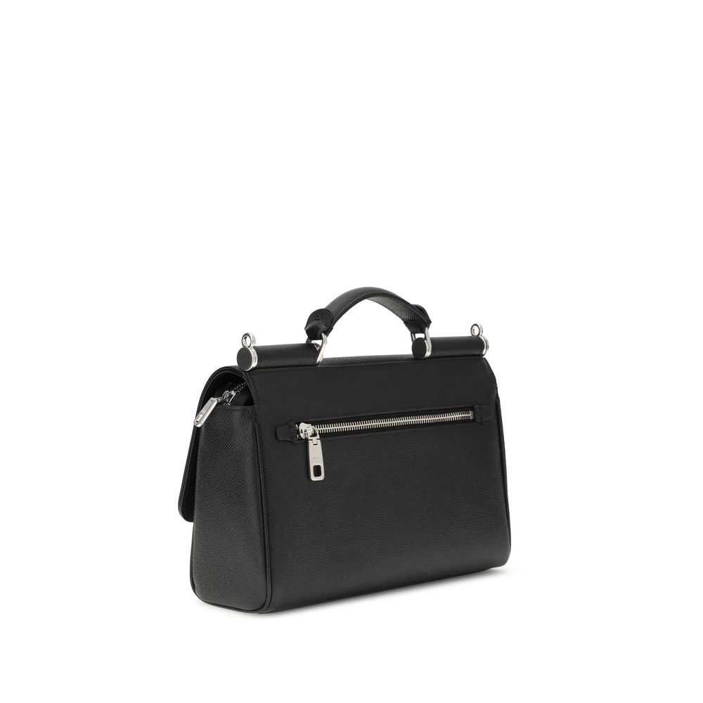 Dolce & Gabbana Black Calf Leather Bos Taurus Shoulder Bag