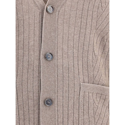 Brioni Brown Wool Cardigan
