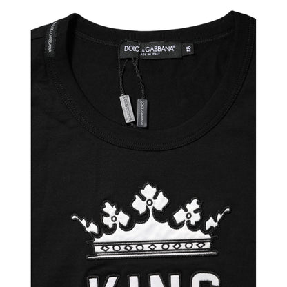 Dolce & Gabbana Black DG King Crown Cotton Crew Neck T-shirt