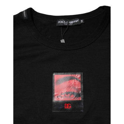Dolce & Gabbana Black Eye Print Cotton Men Crew Neck T-shirt