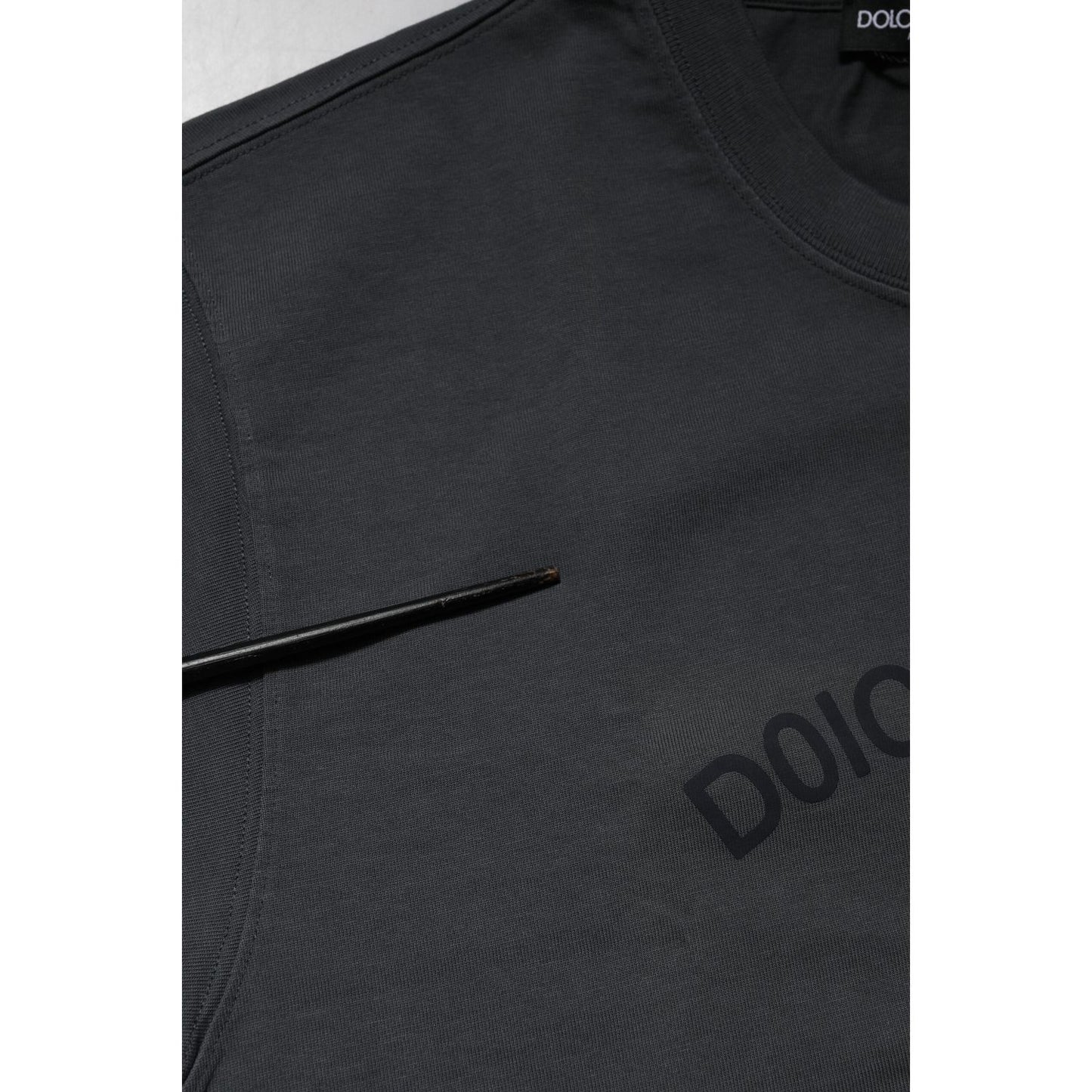 Dolce & Gabbana Gray Logo Graphic Cotton Crew Neck T-shirt