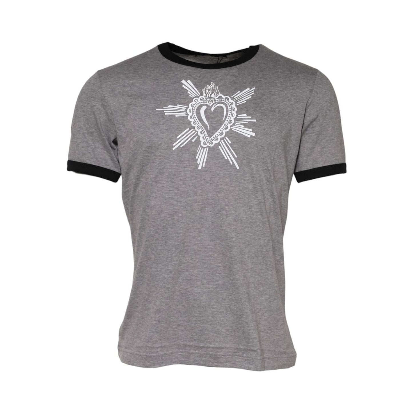 Dolce & Gabbana Gray Sacred Heart Cotton Crew Neck T-shirt