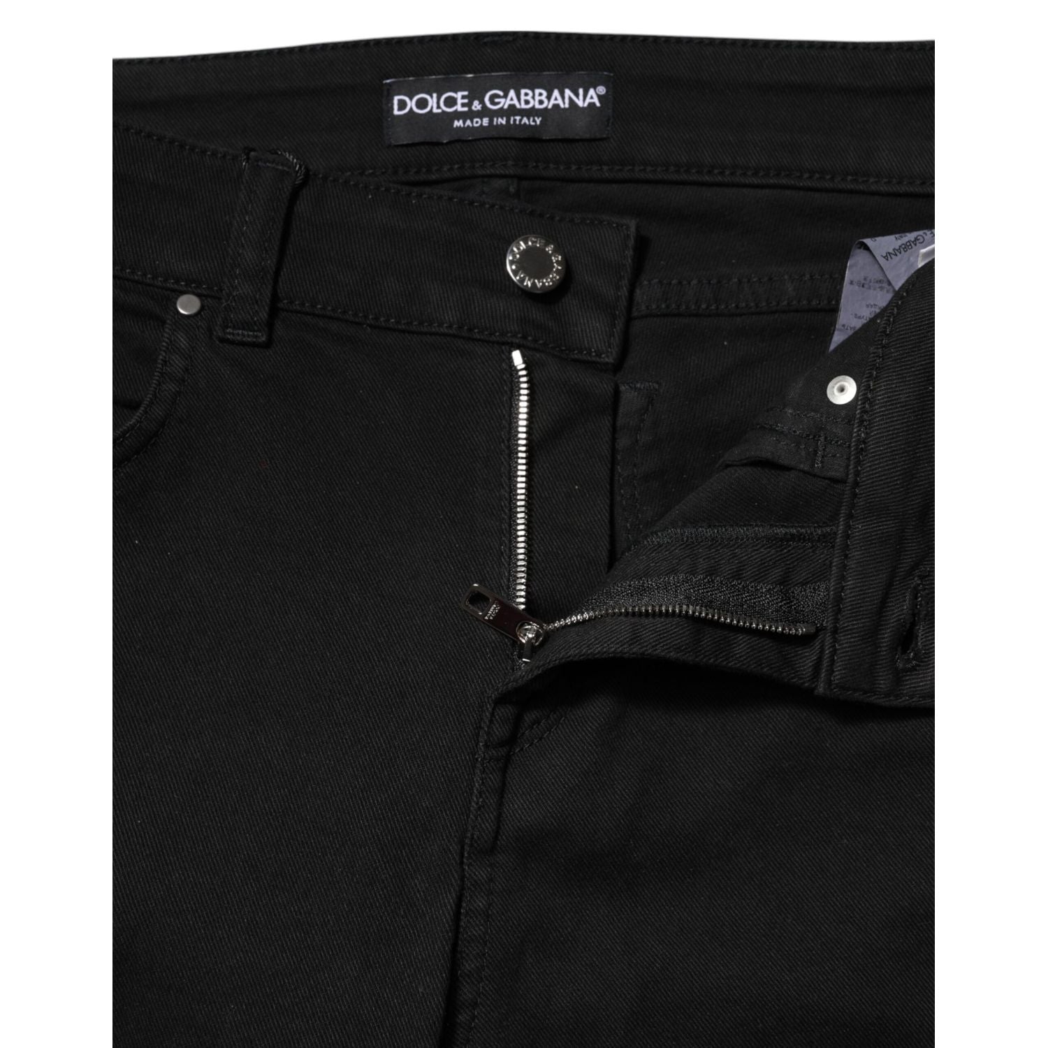 Dolce & Gabbana Black Cotton Skinny Mid Waist Denim Jeans