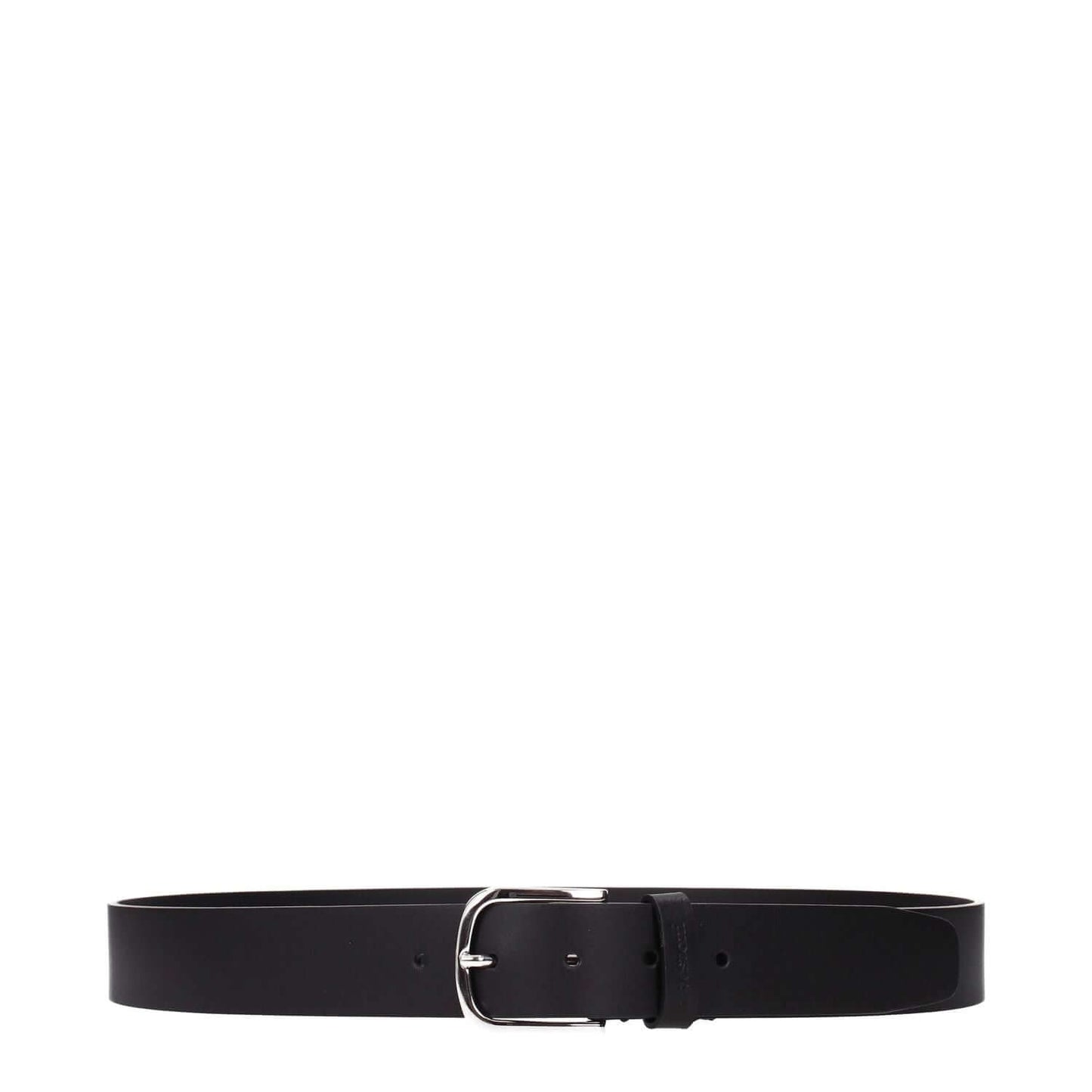 Testoni Black Leather Regular Belt