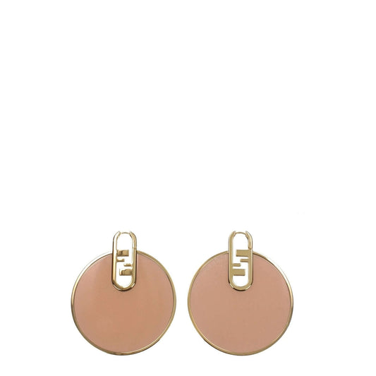 Fendi Pink Plexiglass Earrings with gold hook closure, featuring logo design, made from metal and plexiglass, casual style.