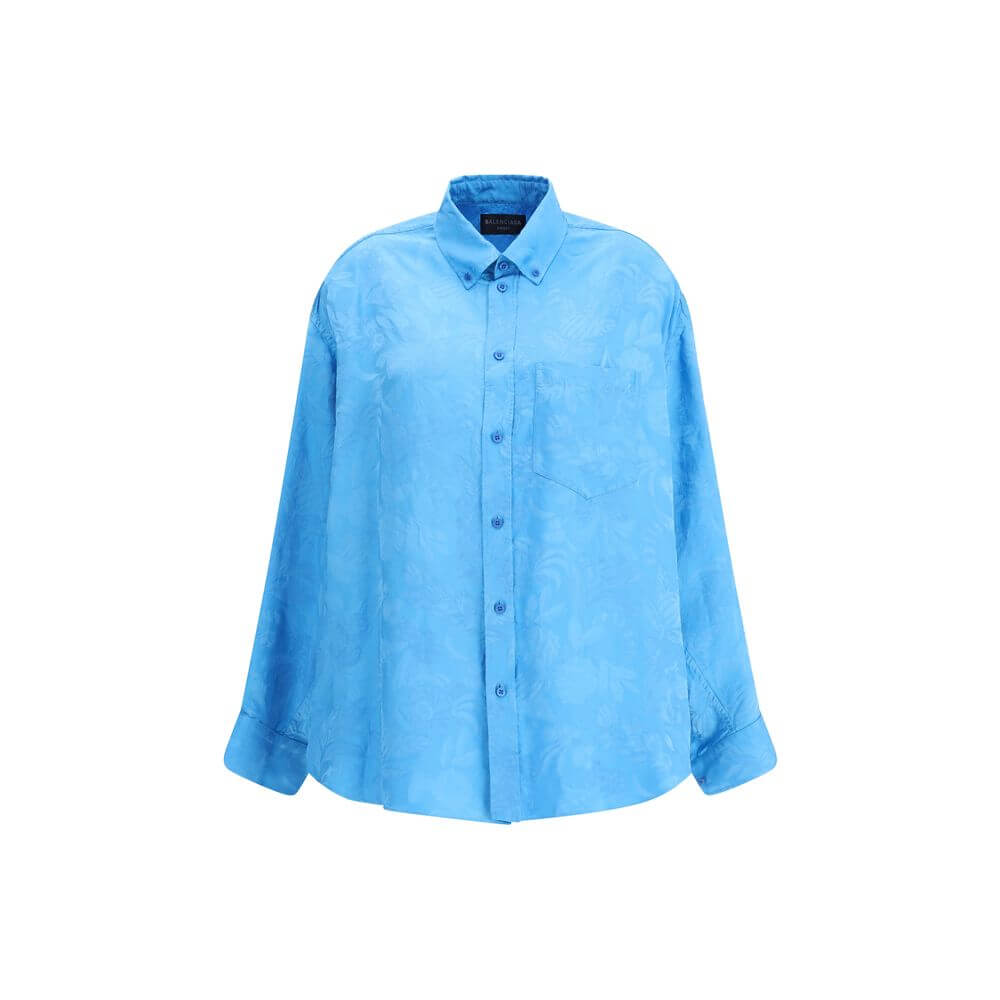 Balenciaga Blue Viscose Pattern Shirt