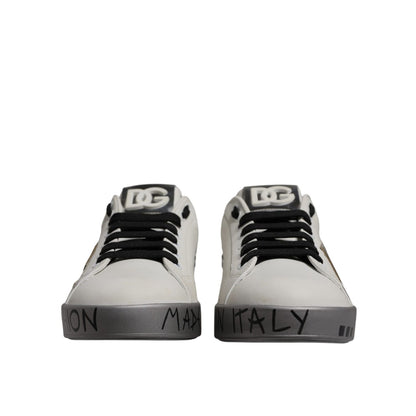 Dolce & Gabbana White Crystal Logo Portofino Sneakers Shoes