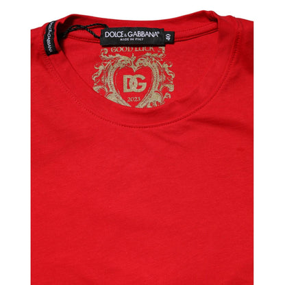 Dolce & Gabbana Red Crew Neck Short Sleeves Tee T-shirt