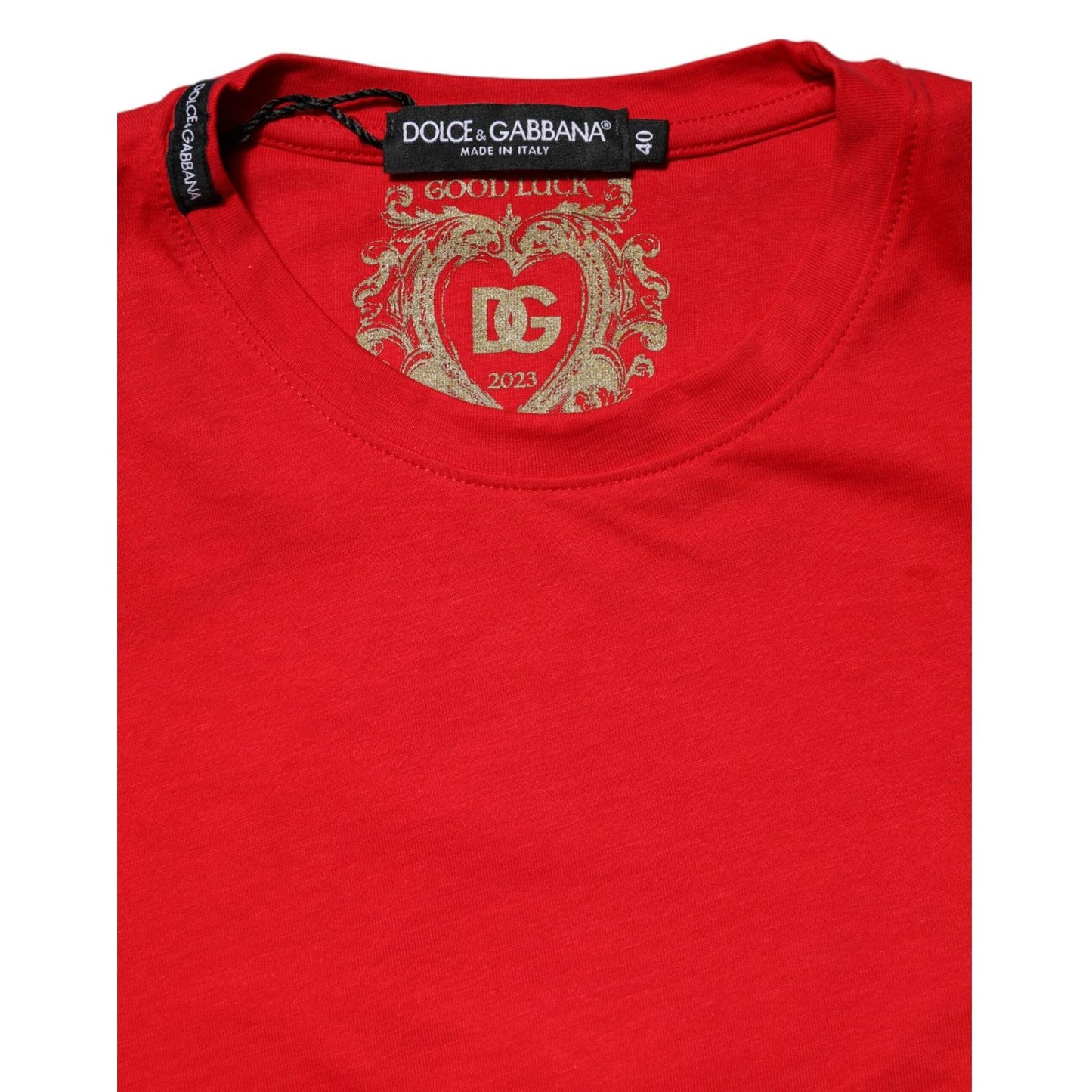 Dolce & Gabbana Red Crew Neck Short Sleeve Casual Tee T-shirt