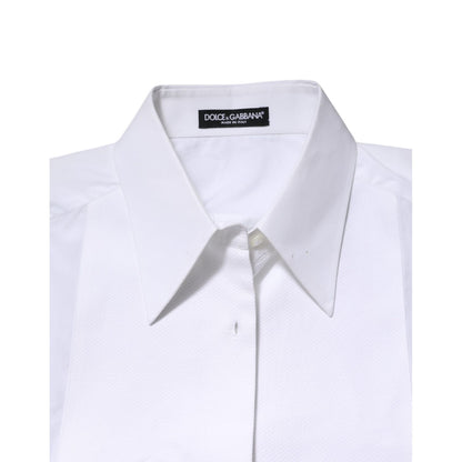 Dolce & Gabbana White Cotton Collared Long Sleeves Shirt Top