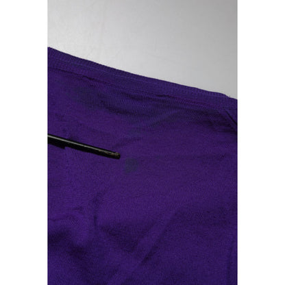 Dolce & Gabbana Purple Wool Knit V-neck Cardigan Sweater